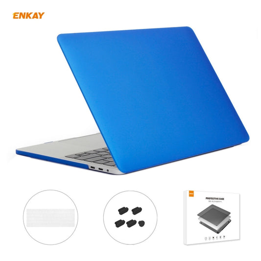 ENKAY 3 in 1 Matte Laptop Protective Case + EU Version TPU Keyboard Film + Anti-dust Plugs Set for MacBook Pro 13.3 inch A1708 (without Touch Bar)(Dark Blue) - MacBook Pro Cases by ENKAY | Online Shopping UK | buy2fix