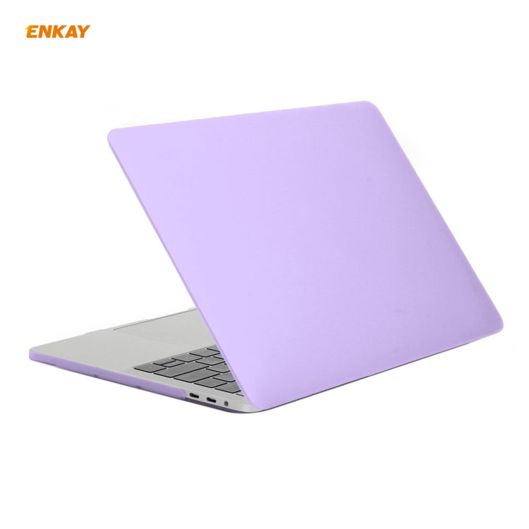 ENKAY 3 in 1 Matte Laptop Protective Case + EU Version TPU Keyboard Film + Anti-dust Plugs Set for MacBook Pro 15.4 inch A1707 & A1990 (with Touch Bar)(Purple) - MacBook Pro Cases by ENKAY | Online Shopping UK | buy2fix