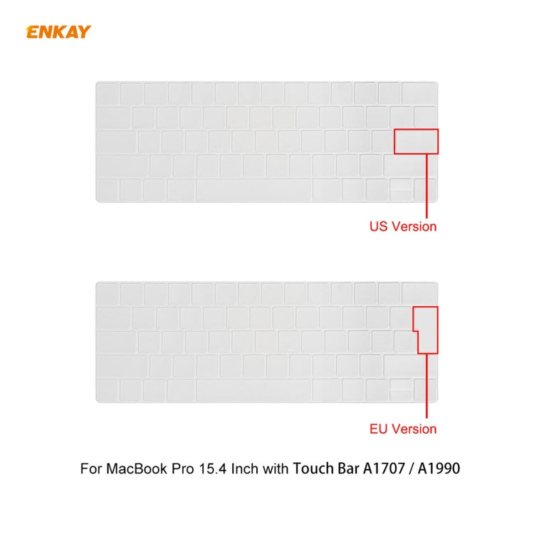 ENKAY 3 in 1  Crystal Laptop Protective Case + EU Version TPU Keyboard Film + Anti-dust Plugs Set for MacBook Pro 15.4 inch A1707 & A1990 (with Touch Bar)(Transparent) - MacBook Pro Cases by ENKAY | Online Shopping UK | buy2fix