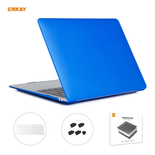 ENKAY 3 in 1 Matte Laptop Protective Case + EU Version TPU Keyboard Film + Anti-dust Plugs Set for MacBook Air 13.3 inch A1932 (2018)(Dark Blue) - MacBook Air Cases by ENKAY | Online Shopping UK | buy2fix