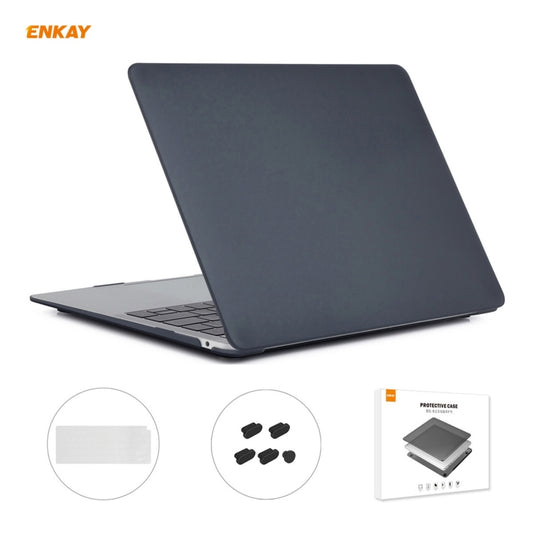 ENKAY 3 in 1 Matte Laptop Protective Case + US Version TPU Keyboard Film + Anti-dust Plugs Set for MacBook Air 13.3 inch A2179 & A2337 (2020)(Black) - MacBook Air Cases by ENKAY | Online Shopping UK | buy2fix