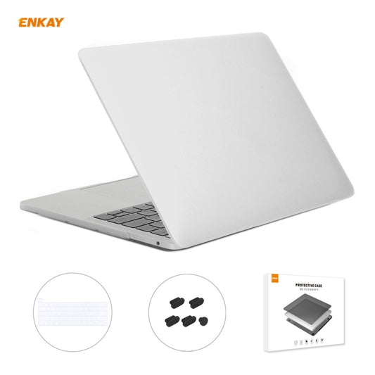 ENKAY 3 in 1 Matte Laptop Protective Case + US Version TPU Keyboard Film + Anti-dust Plugs Set for MacBook Pro 13.3 inch A2251 & A2289 & A2338 (with Touch Bar)(White) - MacBook Pro Cases by ENKAY | Online Shopping UK | buy2fix