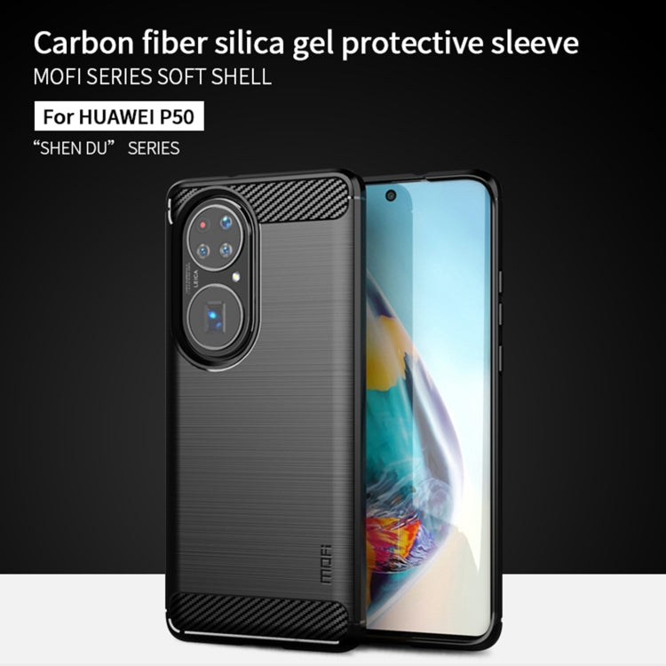 For Huawei P50 MOFI Gentleness Series Brushed Texture Carbon Fiber Soft TPU Case(Black) - Huawei Cases by MOFI | Online Shopping UK | buy2fix