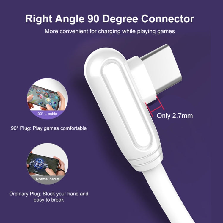 ENKAY Hat-Prince ENK-CB109 5A USB to USB-C / Type-C 90 Degree Elbow Silicone Data Sync Fast Charging Cable, Cable Length:0.5m(White) - USB-C & Type-C Cable by ENKAY | Online Shopping UK | buy2fix