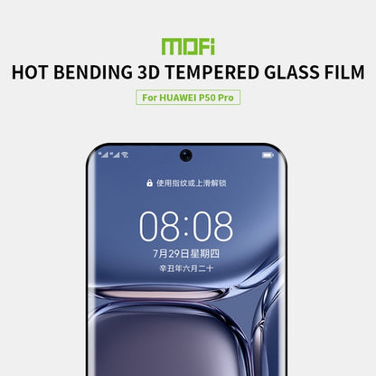 For Huawei P50 Pro MOFI 9H 3D Explosion Proof Thermal Bending Full Screen Covered Tempered Glass Film(Black) - Huawei Tempered Glass by MOFI | Online Shopping UK | buy2fix