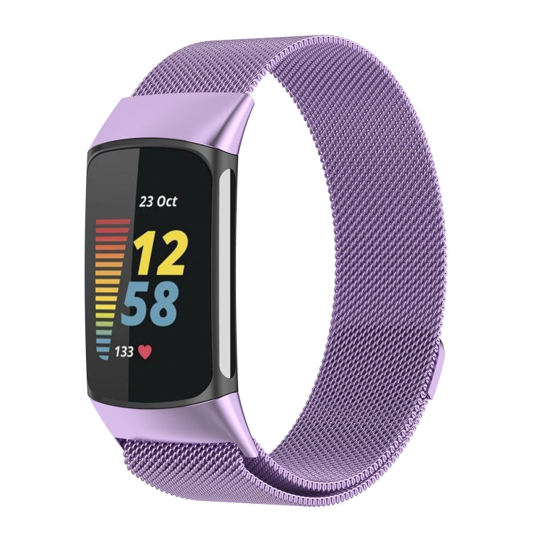 Milano Magnetic Metal Watch Band for Fitbit Charge 5(Light Purple) - Watch Bands by buy2fix | Online Shopping UK | buy2fix