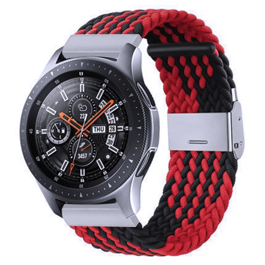 For Samsung Galaxy Watch 4 / Watch 5 20mm Nylon Braided Metal Buckle Watch Band(Z Black Red) - Watch Bands by buy2fix | Online Shopping UK | buy2fix