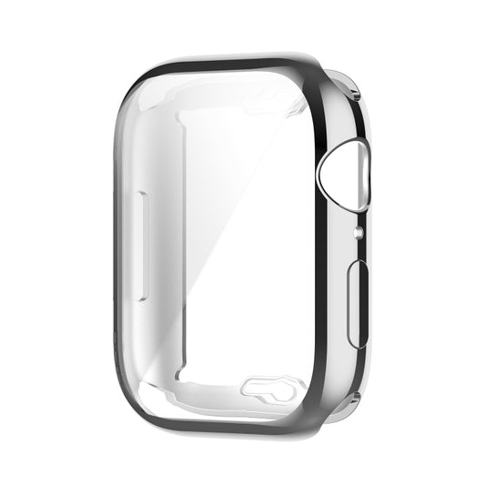 Shockproof TPU Full Protective Shell with Protective Film For Apple Watch Series 9 / 8 / 7 41mm(Silver) - Watch Cases by buy2fix | Online Shopping UK | buy2fix
