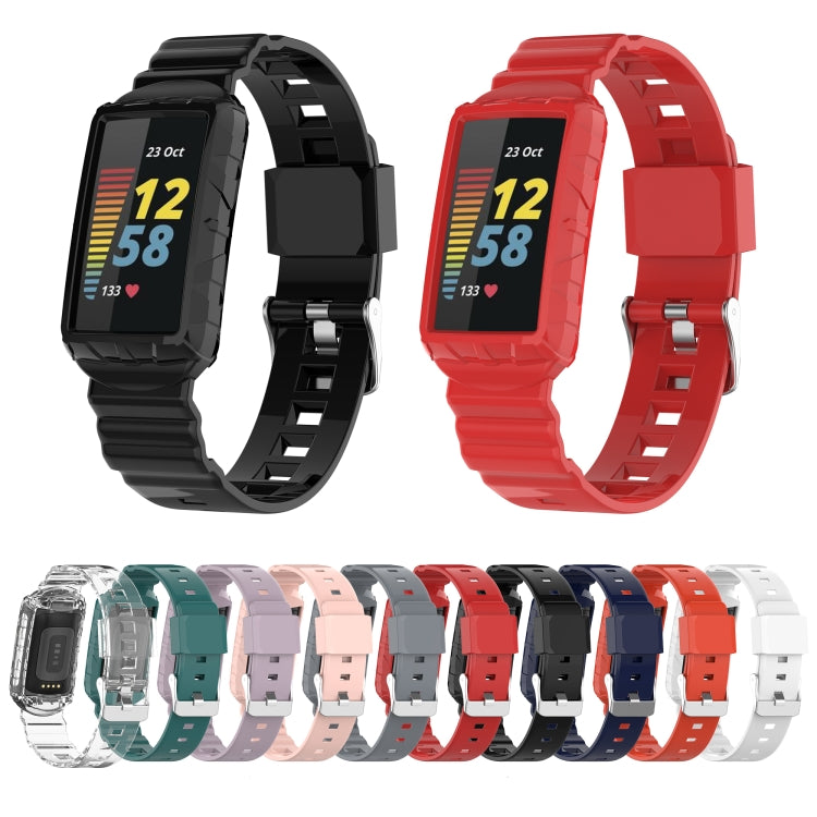 For Fitbit Charge 5 Silicone One Body Armor Watch Band(Red) - Watch Bands by buy2fix | Online Shopping UK | buy2fix
