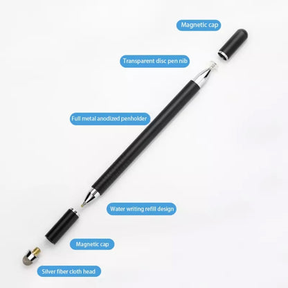 AT-32 3-in-1 Precision Sucker Capacitive Pen + Conductive Cloth Head + Handwriting Signature Pen Mobile Phone Touch Screen Pen with 2 Pen Head(Silver) - Stylus Pen by buy2fix | Online Shopping UK | buy2fix