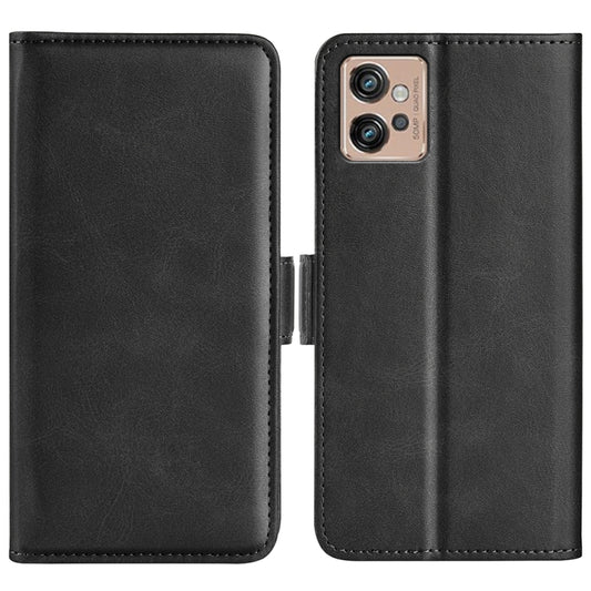 For Motorola Moto G32 Dual-side Magnetic Buckle Leather Phone Case(Black) - Motorola Cases by buy2fix | Online Shopping UK | buy2fix