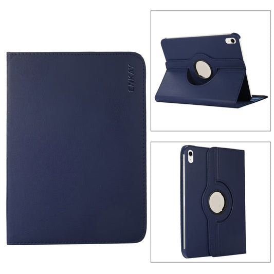 For iPad 2025 / 2022 ENKAY Hat-Prince 360 Degree Rotation Litchi Leather Smart Tablet Case(Dark Blue) - iPad 2025 / 2022 Cases by ENKAY | Online Shopping UK | buy2fix