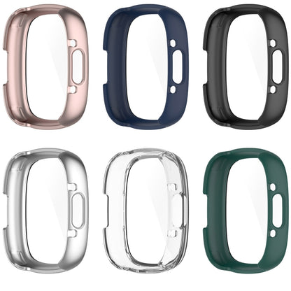 For Fitbit Versa 4 PC+ Toughened Film Integrated Protective Case(Green) - Watch Cases by buy2fix | Online Shopping UK | buy2fix