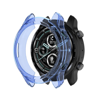 For Ticwatch Pro 3 Ultra TPU Color Transparent Half Wrapped Protective Shell(Transparent Blue) - Watch Case by buy2fix | Online Shopping UK | buy2fix