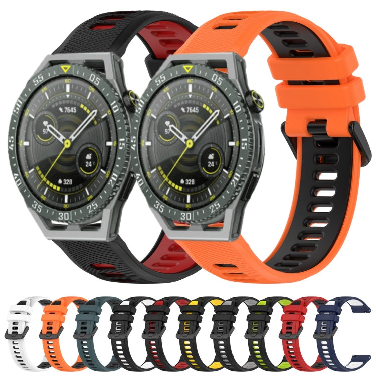 For Huawei Watch GT3 46mm 22mm Sports Two-Color Silicone Watch Band(Black+Grey) - Watch Bands by buy2fix | Online Shopping UK | buy2fix