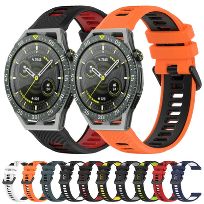 For Huawei Watch GT3 Pro 46mm 22mm Sports Two-Color Silicone Watch Band(Black+Red) - Watch Bands by buy2fix | Online Shopping UK | buy2fix