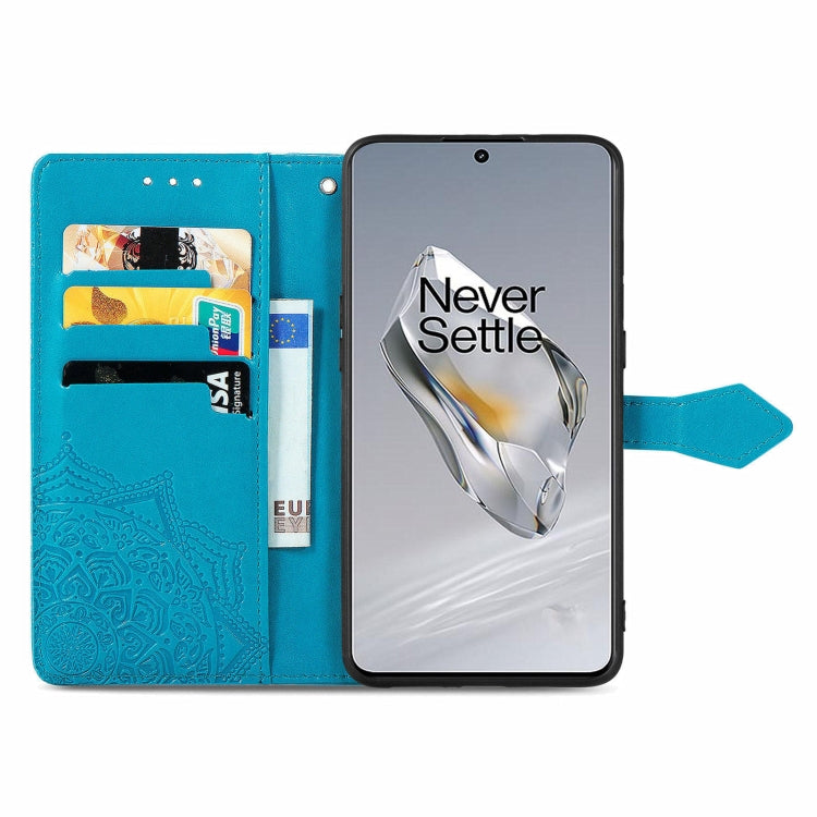 For OnePlus 12 Mandala Flower Embossed Leather Phone Case(Blue) - OnePlus Cases by buy2fix | Online Shopping UK | buy2fix