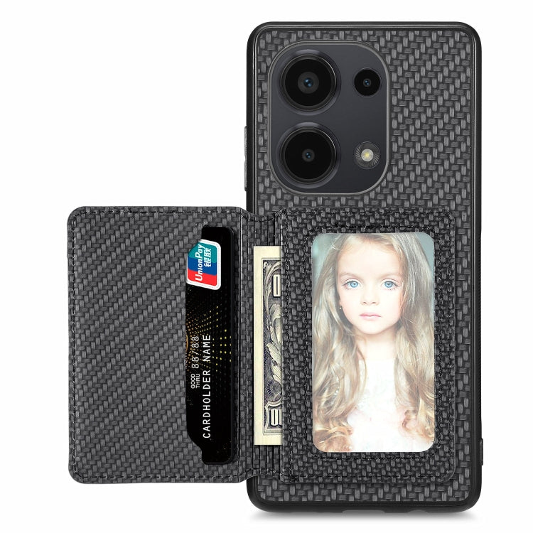 For Redmi Note 13 Pro 4G Carbon Fiber Magnetic Card Bag Phone Case(Black) - Note 13 Pro Cases by buy2fix | Online Shopping UK | buy2fix