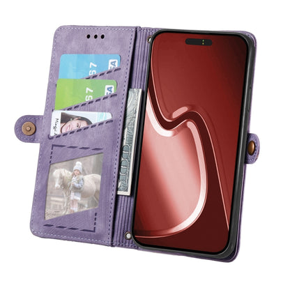 For iPhone 16 Plus Geometric Zipper Wallet Side Buckle Leather Phone Case(Purple) - iPhone 16 Plus Cases by buy2fix | Online Shopping UK | buy2fix