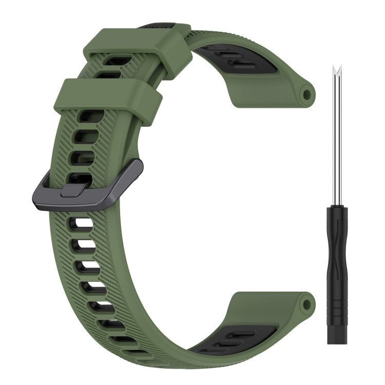 For Garmin Approach S70 47mm Sports Two-Color Silicone Watch Band(Army Green+Black) - Watch Bands by buy2fix | Online Shopping UK | buy2fix