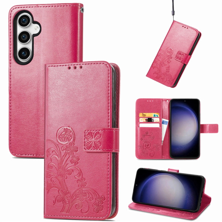 For Samsung Galaxy S23 FE 5G Four-leaf Clasp Embossed Buckle Leather Phone Case(Magenta) - Galaxy S23 FE 5G Cases by buy2fix | Online Shopping UK | buy2fix
