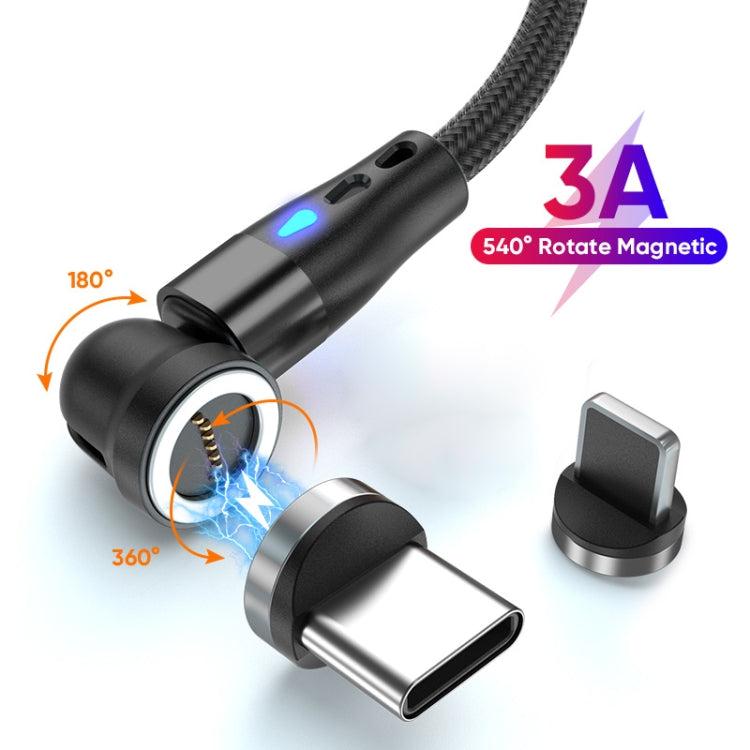 ENKAY 3A USB to Type-C / 8 Pin Magnetic 540 Degrees Rotating Fast Charging Cable, Length:1m(Black) - Charging Cable & Head by ENKAY | Online Shopping UK | buy2fix