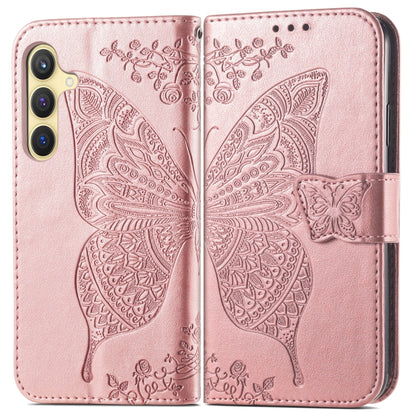 For Samsung Galaxy S24+ 5G Butterfly Love Flower Embossed Leather Phone Case(Rose Gold) - Galaxy S24+ 5G Cases by buy2fix | Online Shopping UK | buy2fix