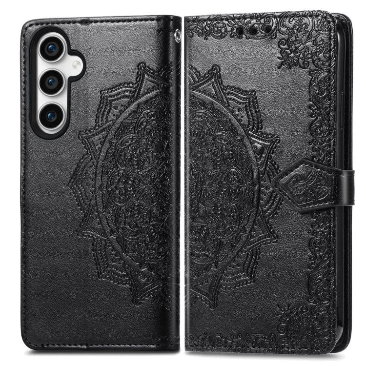For Samsung Galaxy S23 FE 5G Mandala Flower Embossed Leather Phone Case(Black) - Galaxy S23 FE 5G Cases by buy2fix | Online Shopping UK | buy2fix
