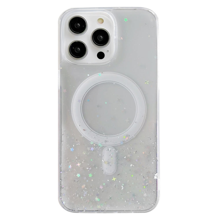 For iPhone 14 Pro MagSafe Glitter Hybrid Clear TPU Phone Case(White) - iPhone 14 Pro Cases by buy2fix | Online Shopping UK | buy2fix