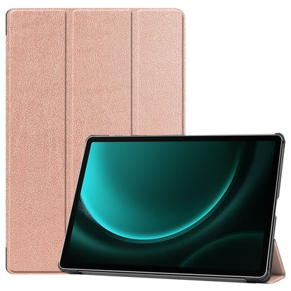 For Samsung Galaxy Tab S9 FE+ 12.4 JUNSUNMAY Custer Solid Color 3-Fold Stand Leather Smart Tablet Case(Rose Gold) - Galaxy Tab S9 FE+ by JUNSUNMAY | Online Shopping UK | buy2fix