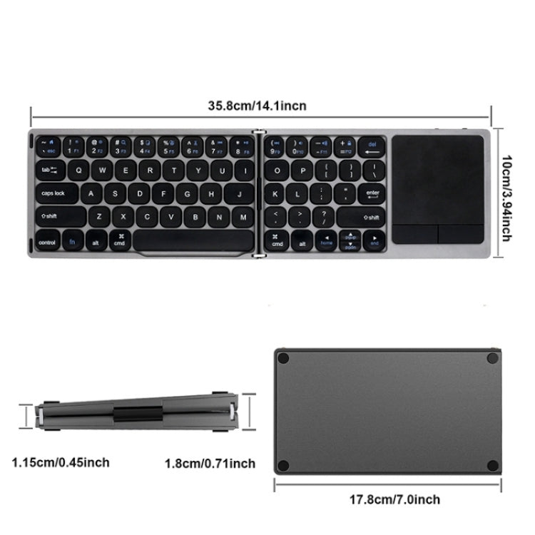 FK328T Cell Phone Tablet Laptop Wireless Bluetooth Keyboard Portable 3-Folded Keyboard - Wireless Keyboard by buy2fix | Online Shopping UK | buy2fix