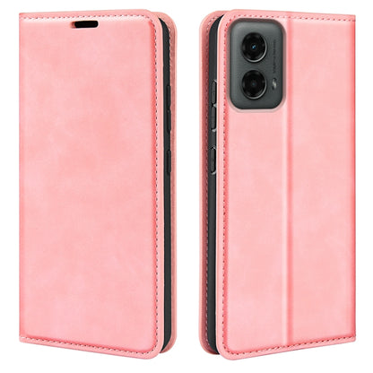 For Motorola Moto G 5G 2024 Retro-skin Magnetic Suction Leather Phone Case(Pink) - Motorola Cases by buy2fix | Online Shopping UK | buy2fix