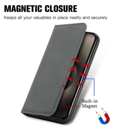 For iPhone 16 Pro Max Retro Skin Feel Magnetic Flip Leather Phone Case(Gray) - iPhone 16 Pro Max Cases by buy2fix | Online Shopping UK | buy2fix