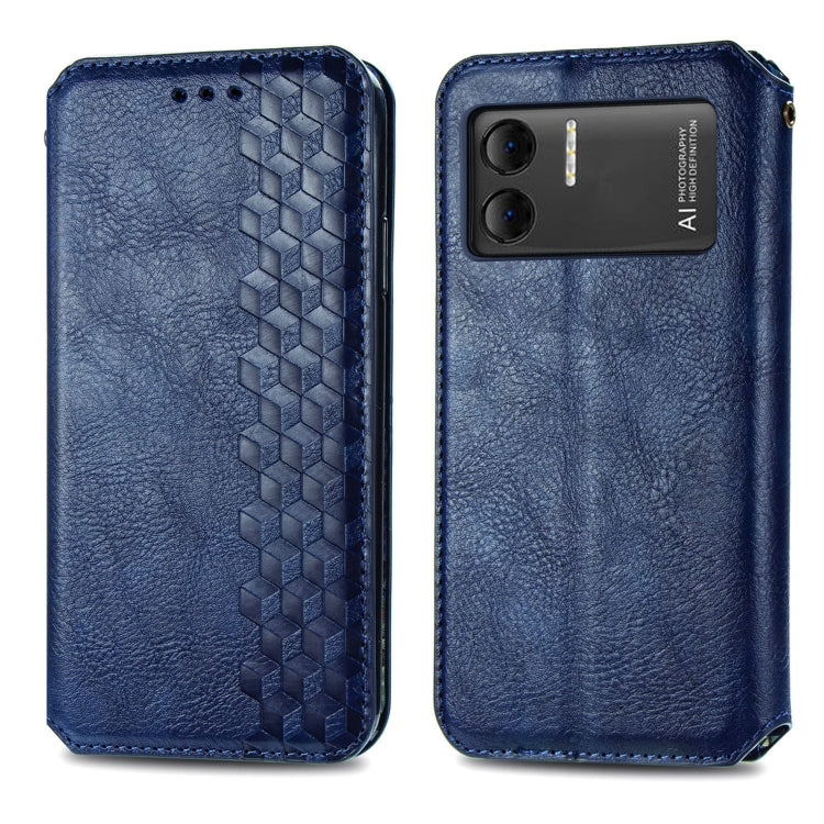 For DOOGEE X98 Pro / X98 Cubic Grid Pressed Magnetic Leather Phone Case(Bule) - Doogee Cases by buy2fix | Online Shopping UK | buy2fix