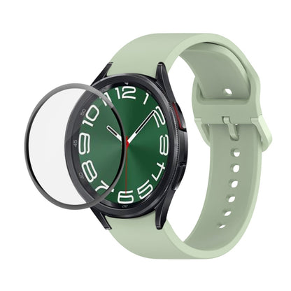 For Samsung Galaxy Watch6 Classic 47mm JUNSUNMAY Silicone Adjustable Strap + Full Coverage PMMA Screen Protector Kit(Light Green) - Watch Bands by JUNSUNMAY | Online Shopping UK | buy2fix