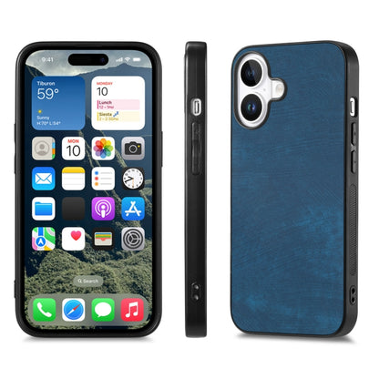 For iPhone 16 Plus Vintage Leather PC Back Cover Phone Case(Blue) - iPhone 16 Plus Cases by buy2fix | Online Shopping UK | buy2fix