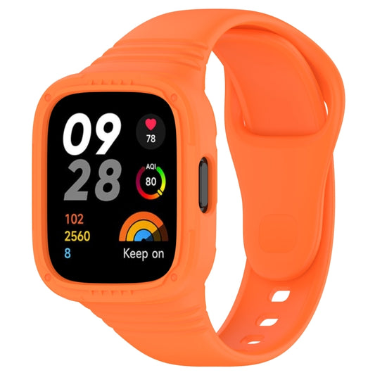 For Redmi Watch 3 Integrated Fully Enclosed Silicone Watch Band(Orange) - Watch Bands by buy2fix | Online Shopping UK | buy2fix