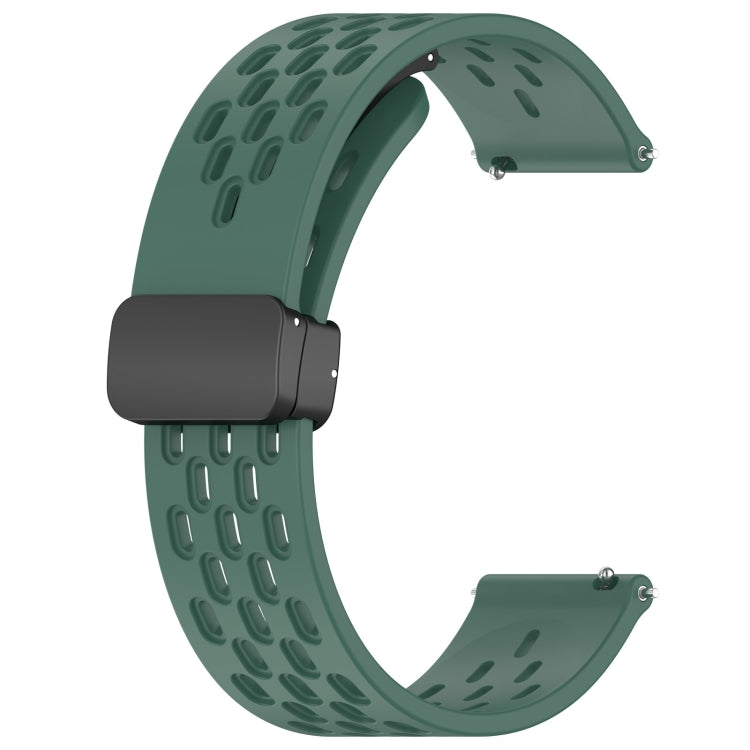 For Amazfit GTS 20mm Folding Magnetic Clasp Silicone Watch Band(Dark Green) - Watch Bands by buy2fix | Online Shopping UK | buy2fix