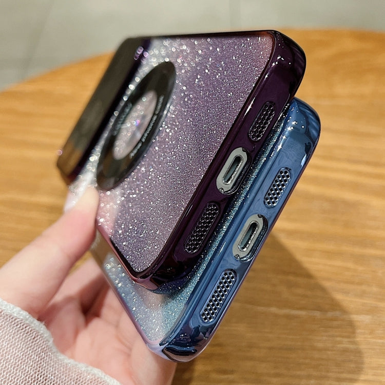 For iPhone 13 Pro Large Window MagSafe Gradient Glitter Electroplating TPU Phone Case(Purple) - iPhone 13 Pro Cases by buy2fix | Online Shopping UK | buy2fix