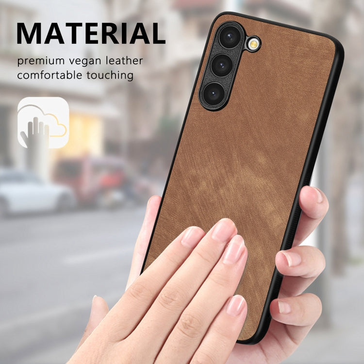 For Samsung Galaxy S25+ 5G Vintage Leather PC Back Cover Phone Case(Brown) - Galaxy S25+ 5G Cases by buy2fix | Online Shopping UK | buy2fix