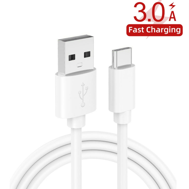 TE-005 QC3.0 18W USB Fast Charger with 1m 3A USB to Type-C Cable, EU Plug(White) - USB Charger by buy2fix | Online Shopping UK | buy2fix