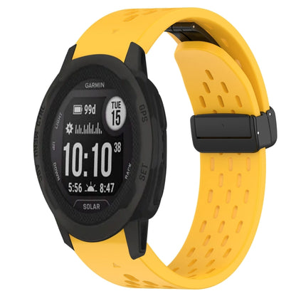 For Garmin Instinct 2S 20mm Folding Buckle Hole Silicone Watch Band(Yellow) - Watch Bands by buy2fix | Online Shopping UK | buy2fix