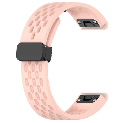 For Garmin Instinct 2S 20mm Folding Buckle Hole Silicone Watch Band(Pink) - Watch Bands by buy2fix | Online Shopping UK | buy2fix