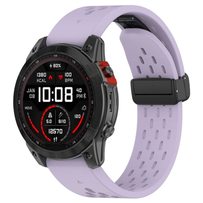 For Garmin Instinct 2x Quick Release Holes Magnetic Buckle Silicone Watch Band(Purple) - Watch Bands by buy2fix | Online Shopping UK | buy2fix
