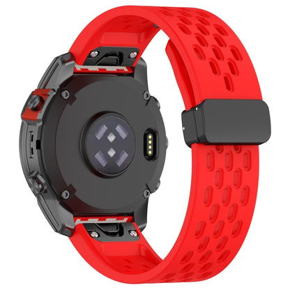 For Garmin Enduro 2 / Enduro Quick Release Holes Magnetic Buckle Silicone Watch Band(Red) - Watch Bands by buy2fix | Online Shopping UK | buy2fix