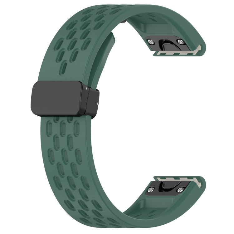 For Garmin Enduro 2 / Enduro Quick Release Holes Magnetic Buckle Silicone Watch Band(Dark Green) - Watch Bands by buy2fix | Online Shopping UK | buy2fix