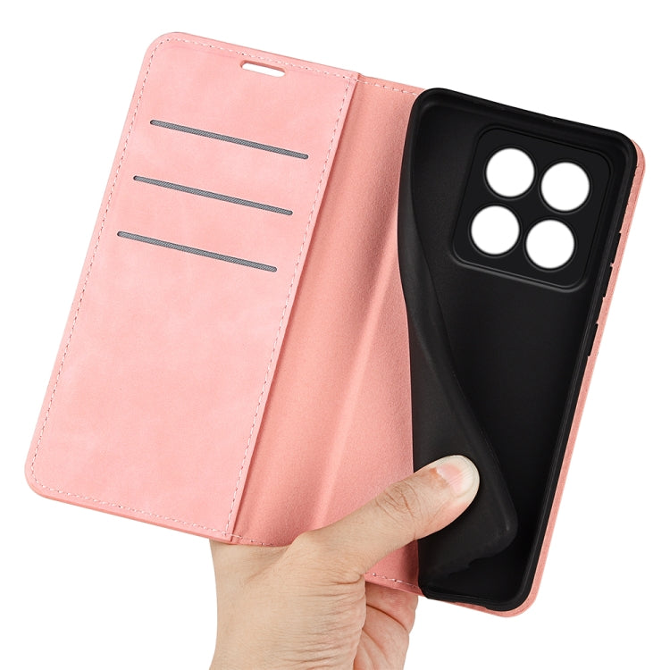 For Xiaomi 14 Pro Retro-skin Magnetic Suction Leather Phone Case(Pink) - 14 Pro Cases by buy2fix | Online Shopping UK | buy2fix