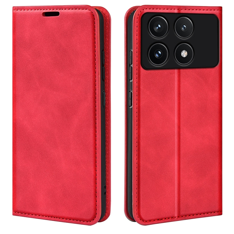 For Xiaomi Redmi K70 Retro-skin Magnetic Suction Leather Phone Case(Red) - K70 Cases by buy2fix | Online Shopping UK | buy2fix