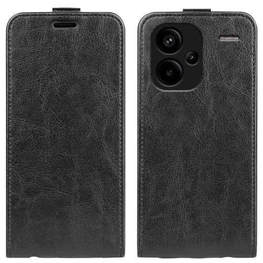 For Xiaomi Redmi Note 13 Pro+ R64 Texture Single Vertical Flip Leather Phone Case(Black) - Note 13 Pro+ Cases by buy2fix | Online Shopping UK | buy2fix