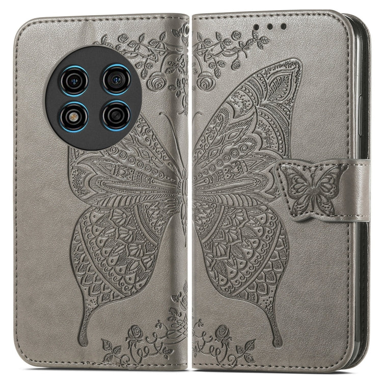 For Ulefone Note 15 Butterfly Love Flower Embossed Leather Phone Case(Gray) - Ulefone Cases by buy2fix | Online Shopping UK | buy2fix